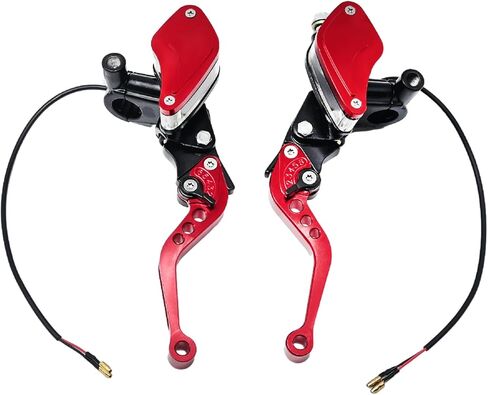 MDEOOSKY 2 Pcs 7/8" 22mm Motorcycle Brake Clutch Pump Lever with Dual Hydraulic Master Cylinder Reservoir Replacement for Honda Yamaha Kawasaki Suzuki Harley Models Ranging from 50CC to 300CC, Red in Saudi Arabia