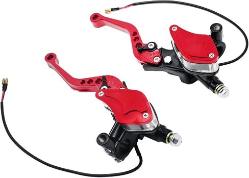 MDEOOSKY 2 Pcs 7/8" 22mm Motorcycle Brake Clutch Pump Lever with Dual Hydraulic Master Cylinder Reservoir Replacement for Honda Yamaha Kawasaki Suzuki Harley Models Ranging from 50CC to 300CC, Red in Saudi Arabia