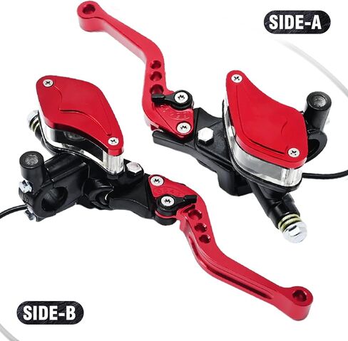 MDEOOSKY 2 Pcs 7/8" 22mm Motorcycle Brake Clutch Pump Lever with Dual Hydraulic Master Cylinder Reservoir Replacement for Honda Yamaha Kawasaki Suzuki Harley Models Ranging from 50CC to 300CC, Red in Saudi Arabia