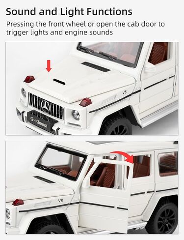 نموذج سيارة بمقياس 1/32 متوافق مع سيارة لعبة Benz G63 AMG Diecast القابلة للتجميع، سيارة لعبة سحب للخلف من سبائك الزنك مع صوت وضوء للبالغين من الأولاد والبنات 3 4 5 6 7 8 (أسود) in Kuwait
