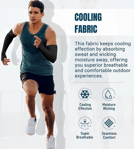 Aegend 2 Pair Sun Protection Cooling Arm Sleeves Compression - Tattoo Cover up - Sun Sleeves for Men Women Youth in Kuwait