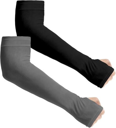 Aegend 2 Pair Sun Protection Cooling Arm Sleeves Compression - Tattoo Cover up - Sun Sleeves for Men Women Youth in Kuwait