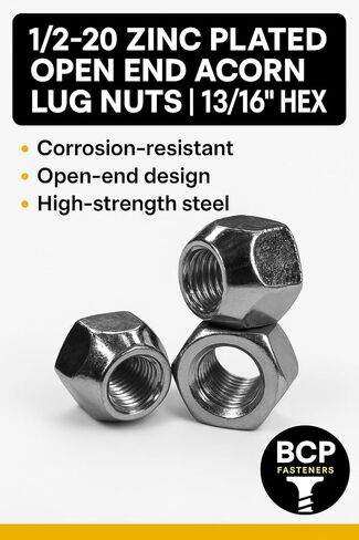 Five (5) 1/2-20 Zinc Plated Open End Acorn Lug Nuts | 3/4" Hex (BCP1025) in Saudi Arabia