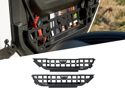 DV8 Offroad Electric Seat Front Door Molle Pockets for 2018-2025 Jeep Wrangler JL & Gladiator JT | Replaces Weak Factory Netting | Molle Design for Mounting Daily Gear | Black Powder Coat | Steel in Saudi Arabia