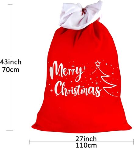 FOIMAS Christmas Santa Sack,43x27 inch Jumbo Velvet Santa Gift Bags with Drawstring for Christmas Gift Wrapping Home Decoration Supply in Saudi Arabia
