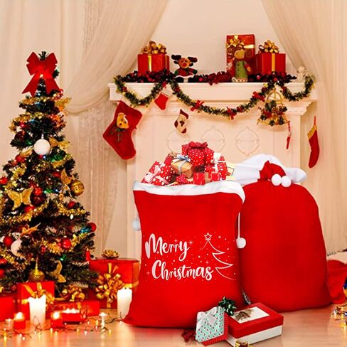 FOIMAS Christmas Santa Sack,43x27 inch Jumbo Velvet Santa Gift Bags with Drawstring for Christmas Gift Wrapping Home Decoration Supply in Saudi Arabia