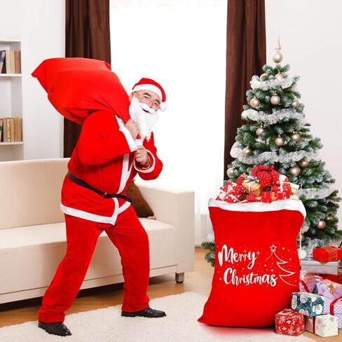 FOIMAS Christmas Santa Sack,43x27 inch Jumbo Velvet Santa Gift Bags with Drawstring for Christmas Gift Wrapping Home Decoration Supply in Saudi Arabia