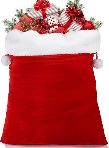 FOIMAS Christmas Santa Sack,43x27 inch Jumbo Velvet Santa Gift Bags with Drawstring for Christmas Gift Wrapping Home Decoration Supply in Saudi Arabia