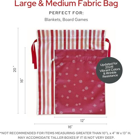 Gather & Knot Drawstring Christmas Gift Bags | 20" Large 16" Medium | Premium Canvas | Reusable Fabric Wrap for Holidays | Mix & Match | Holiday Love in Saudi Arabia