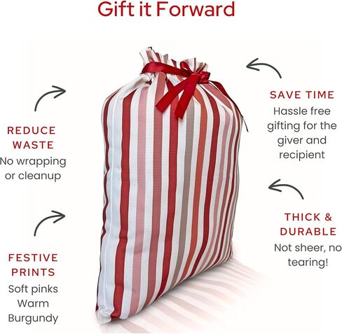 Gather & Knot Drawstring Christmas Gift Bags | 20" Large 16" Medium | Premium Canvas | Reusable Fabric Wrap for Holidays | Mix & Match | Holiday Love in Saudi Arabia