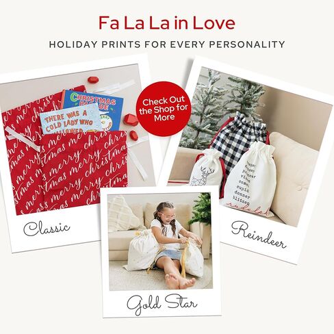 Gather & Knot Drawstring Christmas Gift Bags | 20" Large 16" Medium | Premium Canvas | Reusable Fabric Wrap for Holidays | Mix & Match | Holiday Love in Saudi Arabia