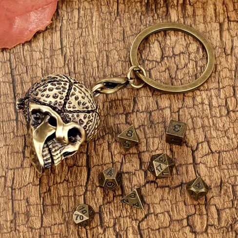 Mini DND Dice Set with Skull Head Metal Cage Portable Keychain Necklace, Tiny 7pcs Polyhedral D&D Dice Set in Saudi Arabia