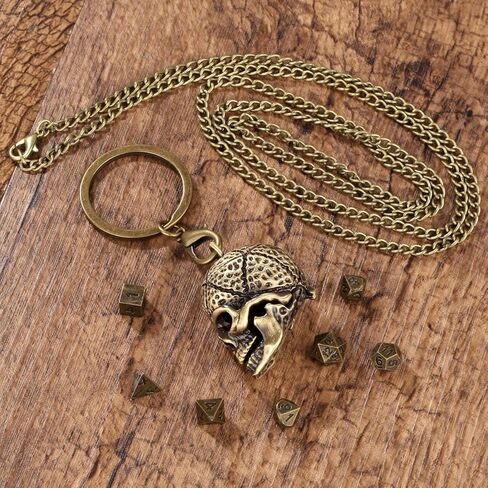 Mini DND Dice Set with Skull Head Metal Cage Portable Keychain Necklace, Tiny 7pcs Polyhedral D&D Dice Set in Saudi Arabia