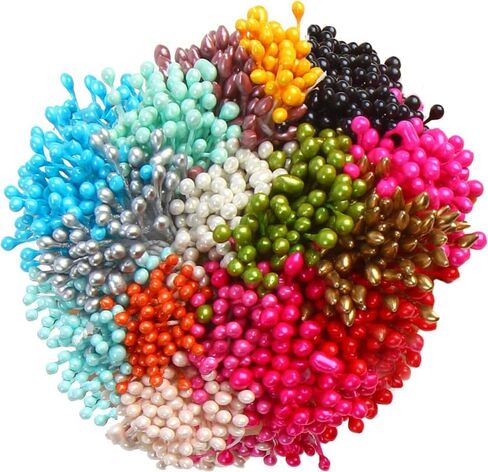 16 Colors 1360 Pieces Mixed 3mm Pearl Flower Stamens for Decoration in Saudi Arabia