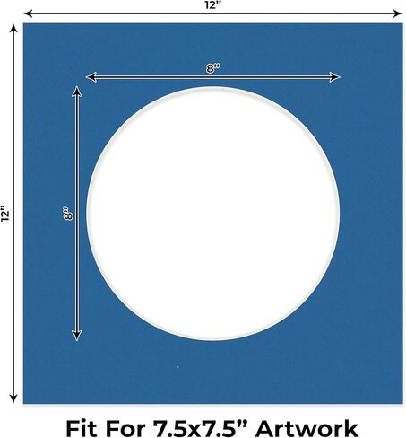 12x12 Mat Bevel Cut for 8x8 Photos - Precut Oyster Shell White Circle Shaped Photo Mat Board Opening - Acid Free Matte to Protect Your Pictures - Bevel Cut for Family Photos, Pack of 1 Matboard in Saudi Arabia