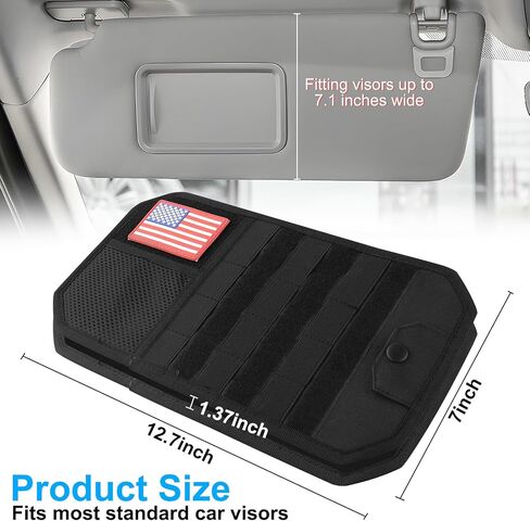 Car Sun Visor Organizer with American Flag, Multi-Pocket Car Visor Storage Pouch with Glasses Clip, Elastic Bands & Zippers, Visor Accessories Fits Most Vehicles, SUVs, Trucks, Red in Saudi Arabia