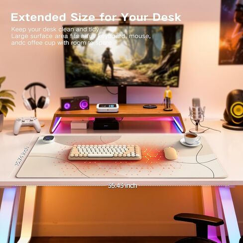 iCasso Heated Mouse Pad Hand Warmer, XXL Heated Desk Pad, Electric Warm Desk Mat with 3 Heating Levels for Computer Keyboard, 35.4" x 15.7" Large Mousepad for Home Office Work (Brown Art) in Kuwait