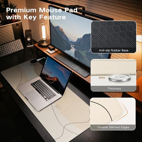 iCasso Heated Mouse Pad Hand Warmer, XXL Heated Desk Pad, Electric Warm Desk Mat with 3 Heating Levels for Computer Keyboard, 35.4" x 15.7" Large Mousepad for Home Office Work (Brown Art) in Kuwait