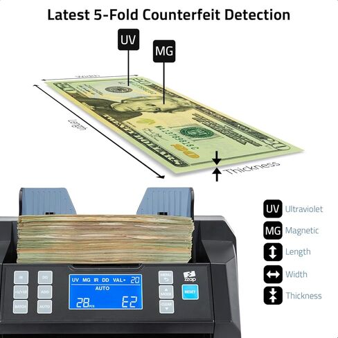 ZZap NC70 Mixed Denomination Bill Counter/2 Pocket Sorter/Counterfeit Detector - Money Cash Value Currency Machine in Saudi Arabia