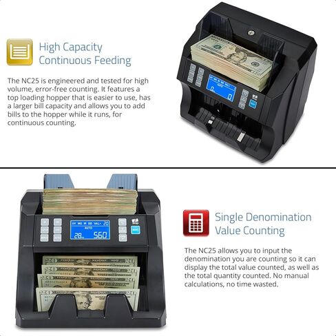 ZZap NC70 Mixed Denomination Bill Counter/2 Pocket Sorter/Counterfeit Detector - Money Cash Value Currency Machine in Saudi Arabia