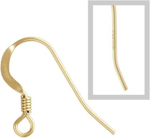 14k Gold Filled Flat Fishhook Ear Wire with Coil 10pcs in Saudi Arabia