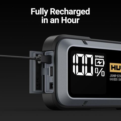 Hulkman Alpha85S، رمادي فضائي، 2000 أمبير 74 وات في الساعة مع تقنية بدء التشغيل -40 درجة فهرنهايت، معزز بطارية السيارة المحمولة 12 فولت، شاشة LED 3.3 بوصة، حزمة طاقة USB-C، كابلات توصيل لما يصل إلى 8.5 لتر غاز/6.0 لتر ديزل in Kuwait