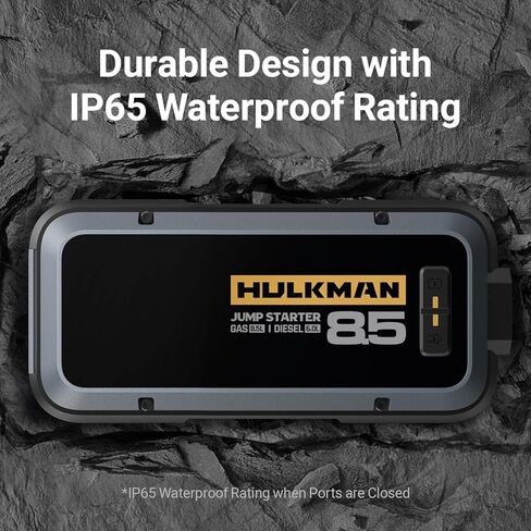 Hulkman Alpha85S، رمادي فضائي، 2000 أمبير 74 وات في الساعة مع تقنية بدء التشغيل -40 درجة فهرنهايت، معزز بطارية السيارة المحمولة 12 فولت، شاشة LED 3.3 بوصة، حزمة طاقة USB-C، كابلات توصيل لما يصل إلى 8.5 لتر غاز/6.0 لتر ديزل in Kuwait
