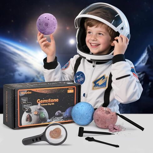Gemstones Dig Kit, Science Kit for Kids, Dig up 15 Real Gems & Explore Solar System, STEM Educational Mining Space Toys, Archaeology Geology Science Experiments Gift for Boys&Girls Age 6-8-12 in Saudi Arabia