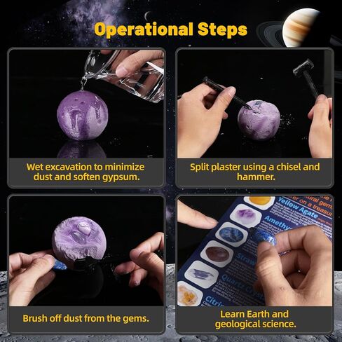 Gemstones Dig Kit, Science Kit for Kids, Dig up 15 Real Gems & Explore Solar System, STEM Educational Mining Space Toys, Archaeology Geology Science Experiments Gift for Boys&Girls Age 6-8-12 in Saudi Arabia