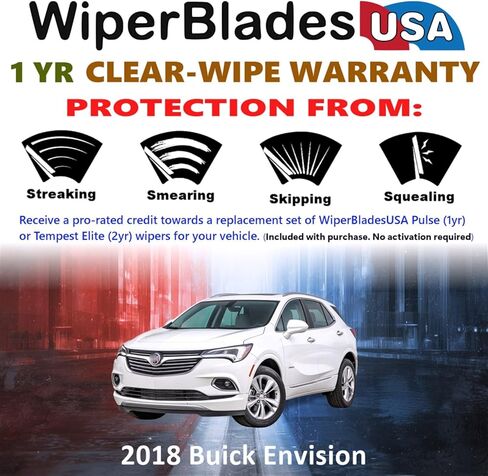 مجموعة شفرات المساحات WiperBladesUSA مع ضمان لمدة سنة واحدة متوافقة مع مساحات Buick Envista 2024 (مجموعة من 2) ممسحات النبض in Kuwait