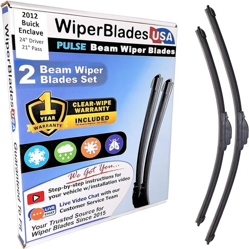 مجموعة شفرات المساحات WiperBladesUSA مع ضمان لمدة سنة واحدة متوافقة مع مساحات Buick Envista 2024 (مجموعة من 2) ممسحات النبض in Kuwait