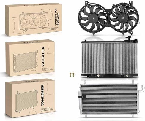 قطع غيار لـ 3x مشعاع ومكثف تيار متردد ومجموعة مروحة تبريد لسيارة إنفينيتي G35 2007 V6 3.5L كوبيه Mod-AP88P-43911 in Saudi Arabia