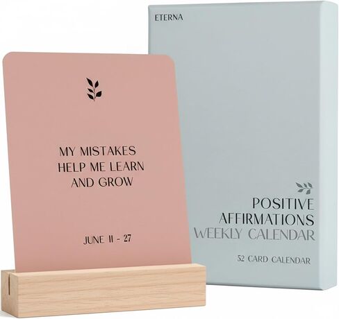 بطاقات التأكيد الإيجابية التقويم الأسبوعي | 52 بطاقة مكتبية لتشجيع اليقظة الذهنية الجمالية لكل أسبوع من العام، تعويذة ذاتية يومية للصحة العقلية، هدية تحفيزية رائعة للنساء والرجال in Kuwait