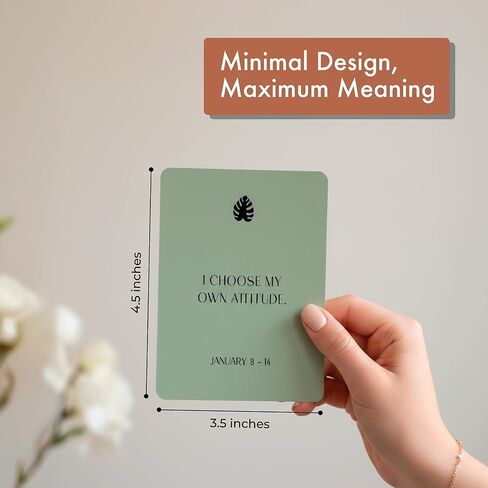 بطاقات التأكيد الإيجابية التقويم الأسبوعي | 52 بطاقة مكتبية لتشجيع اليقظة الذهنية الجمالية لكل أسبوع من العام، تعويذة ذاتية يومية للصحة العقلية، هدية تحفيزية رائعة للنساء والرجال in Kuwait