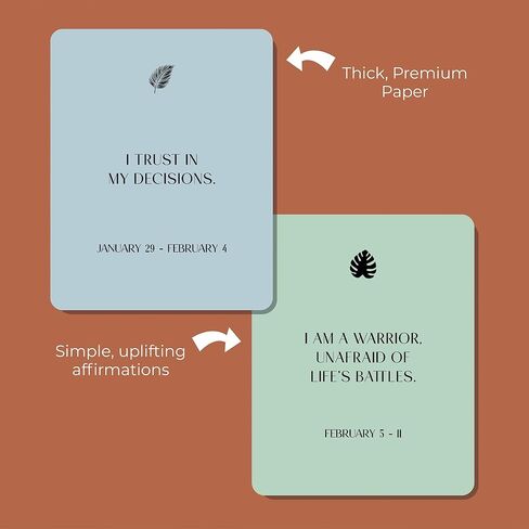 بطاقات التأكيد الإيجابية التقويم الأسبوعي | 52 بطاقة مكتبية لتشجيع اليقظة الذهنية الجمالية لكل أسبوع من العام، تعويذة ذاتية يومية للصحة العقلية، هدية تحفيزية رائعة للنساء والرجال in Kuwait