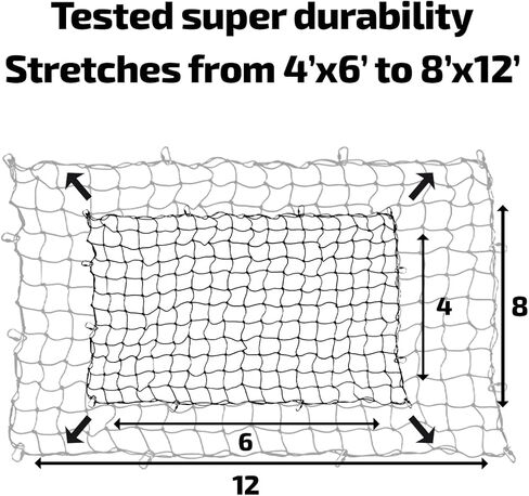 Cargo Net for Pickup Truck Bed-4' X 6' Stretches to 8' X 12'-Bungee Truck Cargo Net for Trucks, SUVs & Cars-4"x4" Mesh Sized Cargo Netting for Car Bed & Roof Rack to Hold Various Loads in Saudi Arabia