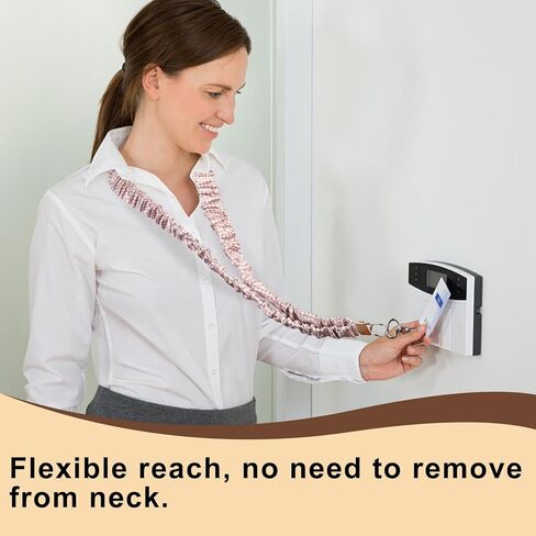Gingham Scrunchie Lanyard for Teacher, Retractable Stretchy Neck Lanyard for Keys, ID Badges (Brown) in Saudi Arabia