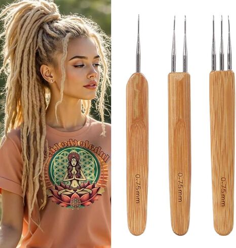 PWEOUKE Dreadlock Crochet Hook for Hair 0.75mm Bamboo Crochet Hooks Handle Locs Needles for Dreads Interlocking Tool Dreadlocks Crochet Needle in Saudi Arabia
