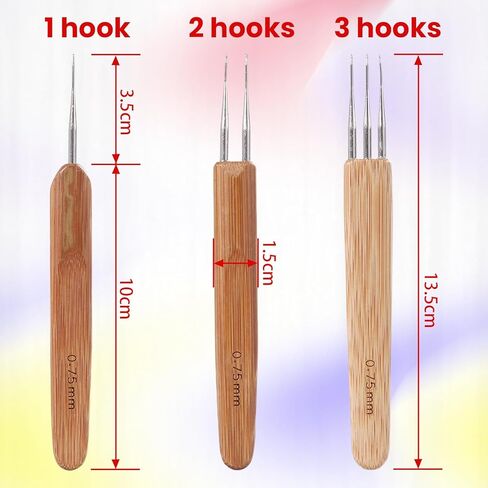 PWEOUKE Dreadlock Crochet Hook for Hair 0.75mm Bamboo Crochet Hooks Handle Locs Needles for Dreads Interlocking Tool Dreadlocks Crochet Needle in Saudi Arabia