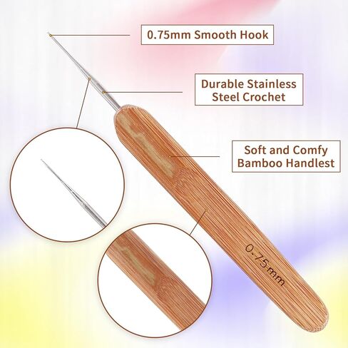 PWEOUKE Dreadlock Crochet Hook for Hair 0.75mm Bamboo Crochet Hooks Handle Locs Needles for Dreads Interlocking Tool Dreadlocks Crochet Needle in Saudi Arabia