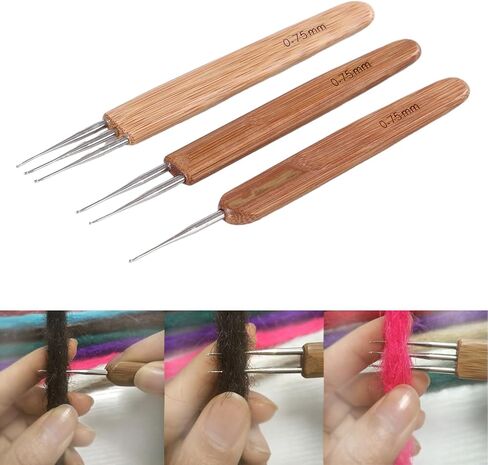 PWEOUKE Dreadlock Crochet Hook for Hair 0.75mm Bamboo Crochet Hooks Handle Locs Needles for Dreads Interlocking Tool Dreadlocks Crochet Needle in Saudi Arabia