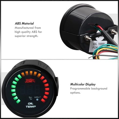 موزعي AJP لسباقات الأداء العالمية للسيارات JDM Sport لون مدخن رقمي أزرق LED 2 بوصة 52 مم مقياس درجة حرارة الزيت فولت 40-150 درجة مئوية شاشة عرض متعددة الألوان 1/8 بوصة مستشعر NPT in Saudi Arabia