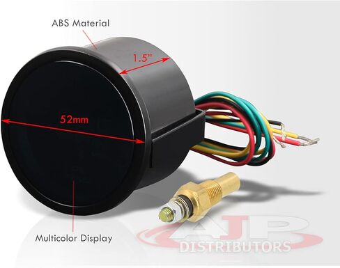 موزعي AJP لسباقات الأداء العالمية للسيارات JDM Sport لون مدخن رقمي أزرق LED 2 بوصة 52 مم مقياس درجة حرارة الزيت فولت 40-150 درجة مئوية شاشة عرض متعددة الألوان 1/8 بوصة مستشعر NPT in Saudi Arabia