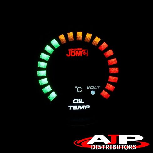 موزعي AJP لسباقات الأداء العالمية للسيارات JDM Sport لون مدخن رقمي أزرق LED 2 بوصة 52 مم مقياس درجة حرارة الزيت فولت 40-150 درجة مئوية شاشة عرض متعددة الألوان 1/8 بوصة مستشعر NPT in Saudi Arabia