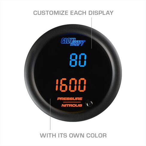 GlowShift 10 Color Digital Dual Pressure & Nitrous Pressure NOS Combo Gauge Kit - Includes Electronic Sensors - 2 Multi-Color LED Displays - Tinted Lens - 2-1/16" (52mm) in Saudi Arabia