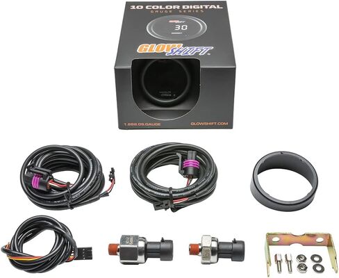 GlowShift 10 Color Digital Dual Pressure & Nitrous Pressure NOS Combo Gauge Kit - Includes Electronic Sensors - 2 Multi-Color LED Displays - Tinted Lens - 2-1/16" (52mm) in Saudi Arabia