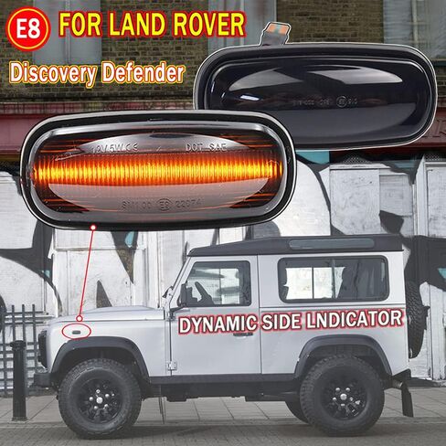 Hacreyatu ديناميكية Led الجانب ماركر متتابع بدوره إشارة ضوء المؤشر الوامض لاند روفر ديسكفري 2 1999-2004 المدافع فريلاندر 1 2002-2005 (شفاف) in Kuwait