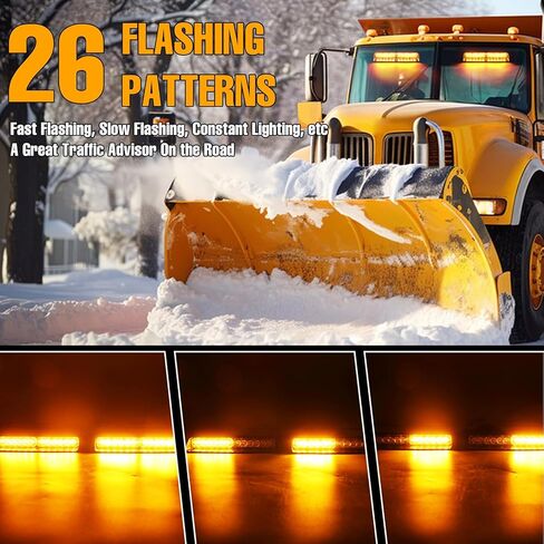 Amber LED Warning Dash Windshield Strobe Lights, 26 Modes 12/24V 2 x 8.4" Emergency Traffic Advisor 2 x 8.4 Inch Car Front/Rear Dash Windshield Strobe for Trucks Vehicles Snow Plow in Saudi Arabia