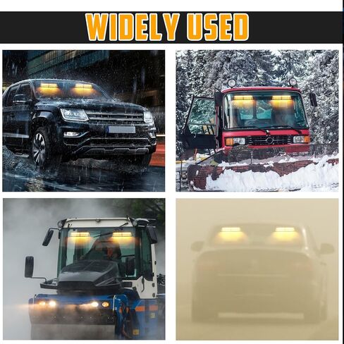 Amber LED Warning Dash Windshield Strobe Lights, 26 Modes 12/24V 2 x 8.4" Emergency Traffic Advisor 2 x 8.4 Inch Car Front/Rear Dash Windshield Strobe for Trucks Vehicles Snow Plow in Saudi Arabia