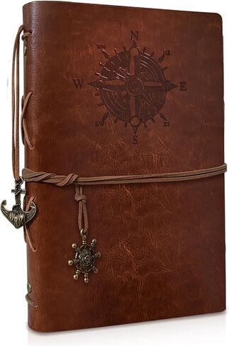 PU Leather Journal Notebook, Refillable Vintage Journal Travel Diary with Kraft Paper, A5 Journaling Notebook for Women Men Teens, 100GSM Unlined Paper, 160 Pages(Brown, 9.2" x 6.5") in Saudi Arabia